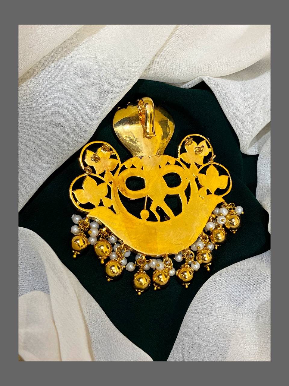 Lord Krishna Sarpa pendent in Kundan - KP0077