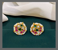 Cute Kundan Studs Back Screw - KE00244