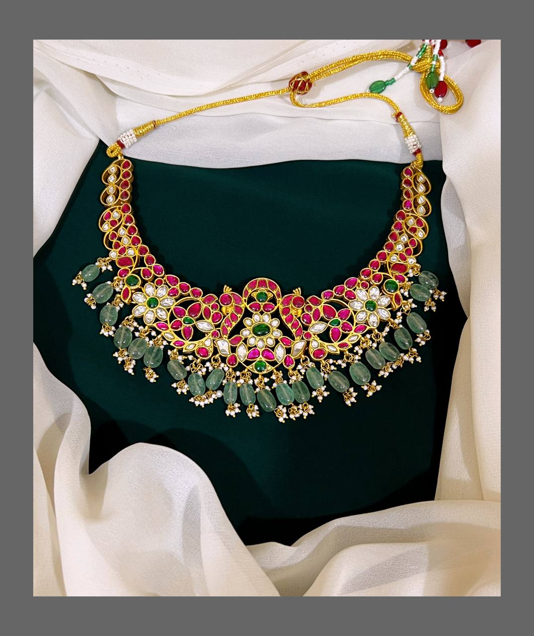 Jadau Kundan Flower Necklace - KN00343