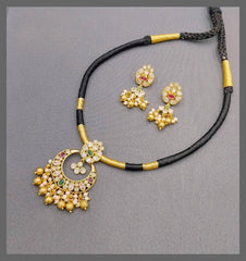 Black Dori With Chandbali Pendant - BD0056