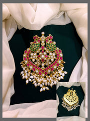 Beautiful Peacock Kundan Pendent With Rice Pearl - KP00129