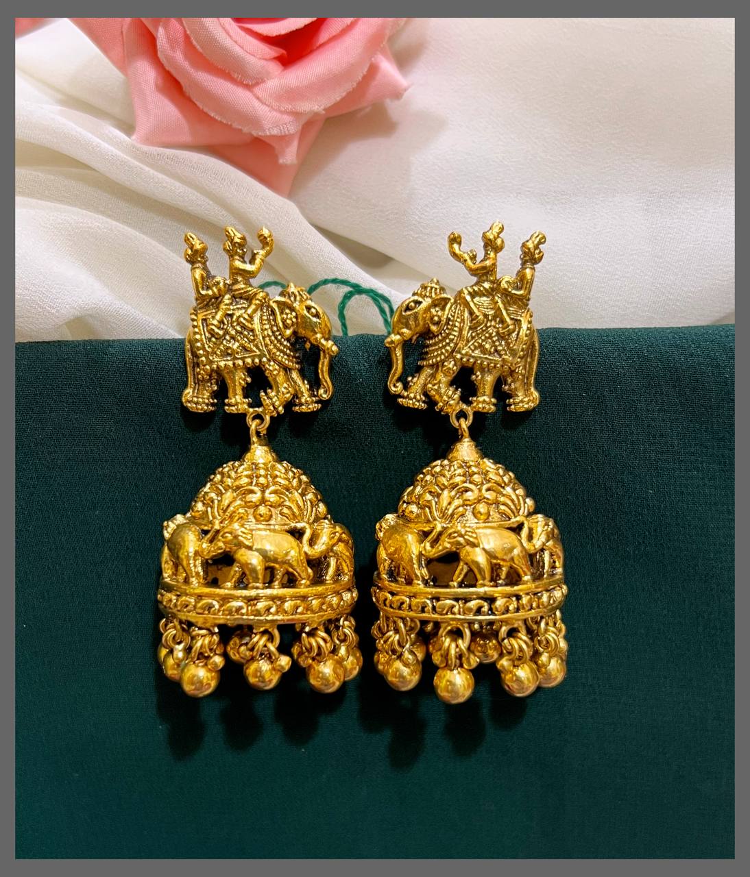 Light Weight elephant Jhumki In Nakshi - NE00387