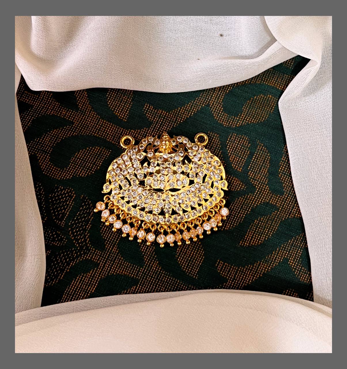 Beautiful White Stone Gaja Lakshmi Pendent - NP0057