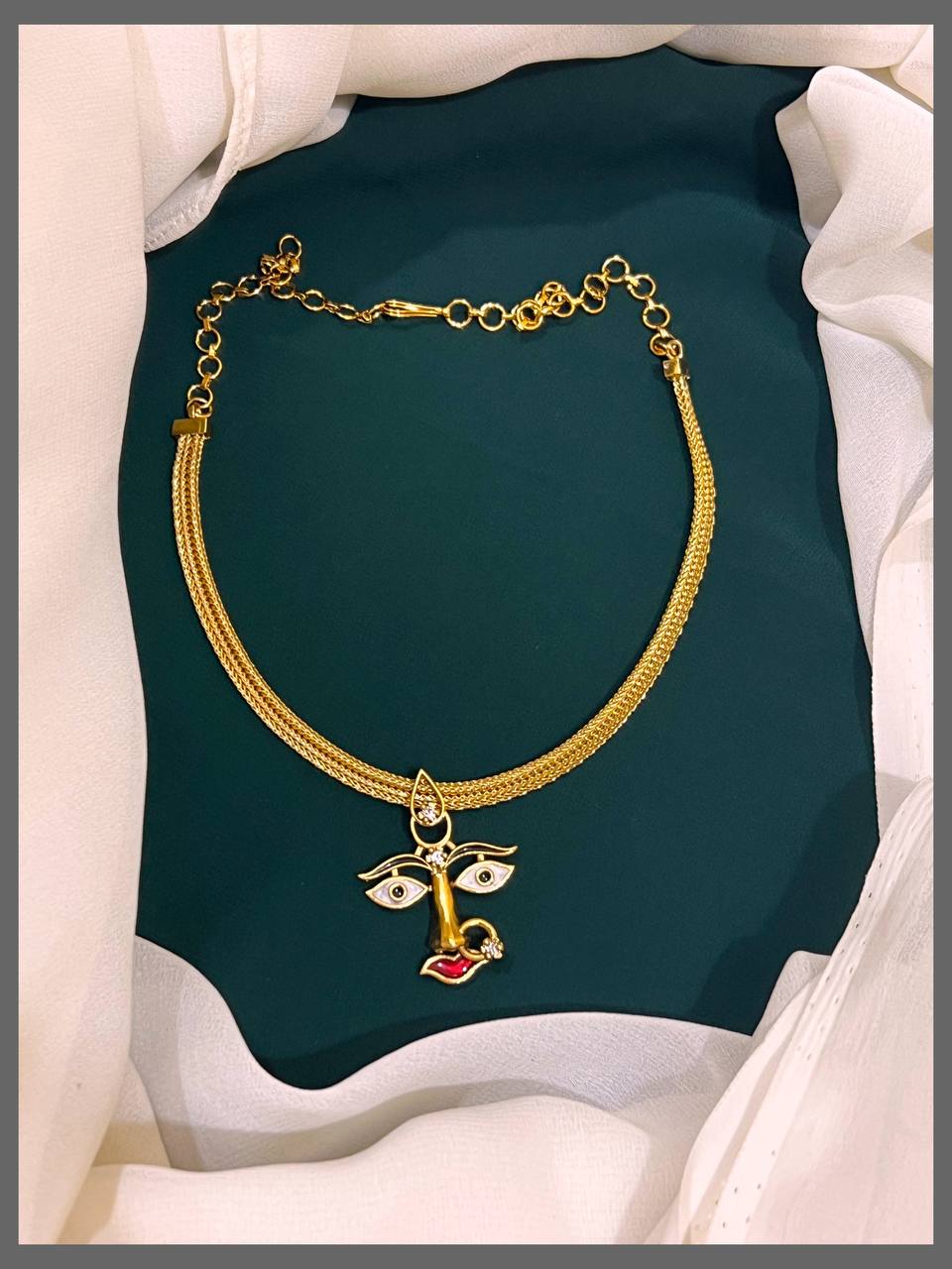 Nanu Chain With Durga Devi Face Pendent In Nakshi - NN00385