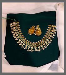 Beautiful Nakshi Necklace With Pearls - NN00405