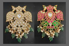 Double Side Gandaberunda Pendent in kundan - KP00146