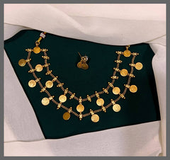 Double Layer Lakshmi Kasu Necklace In Nakshi - NN00490