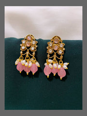 White Stone Earring With Pearls In Victorain - VE00170