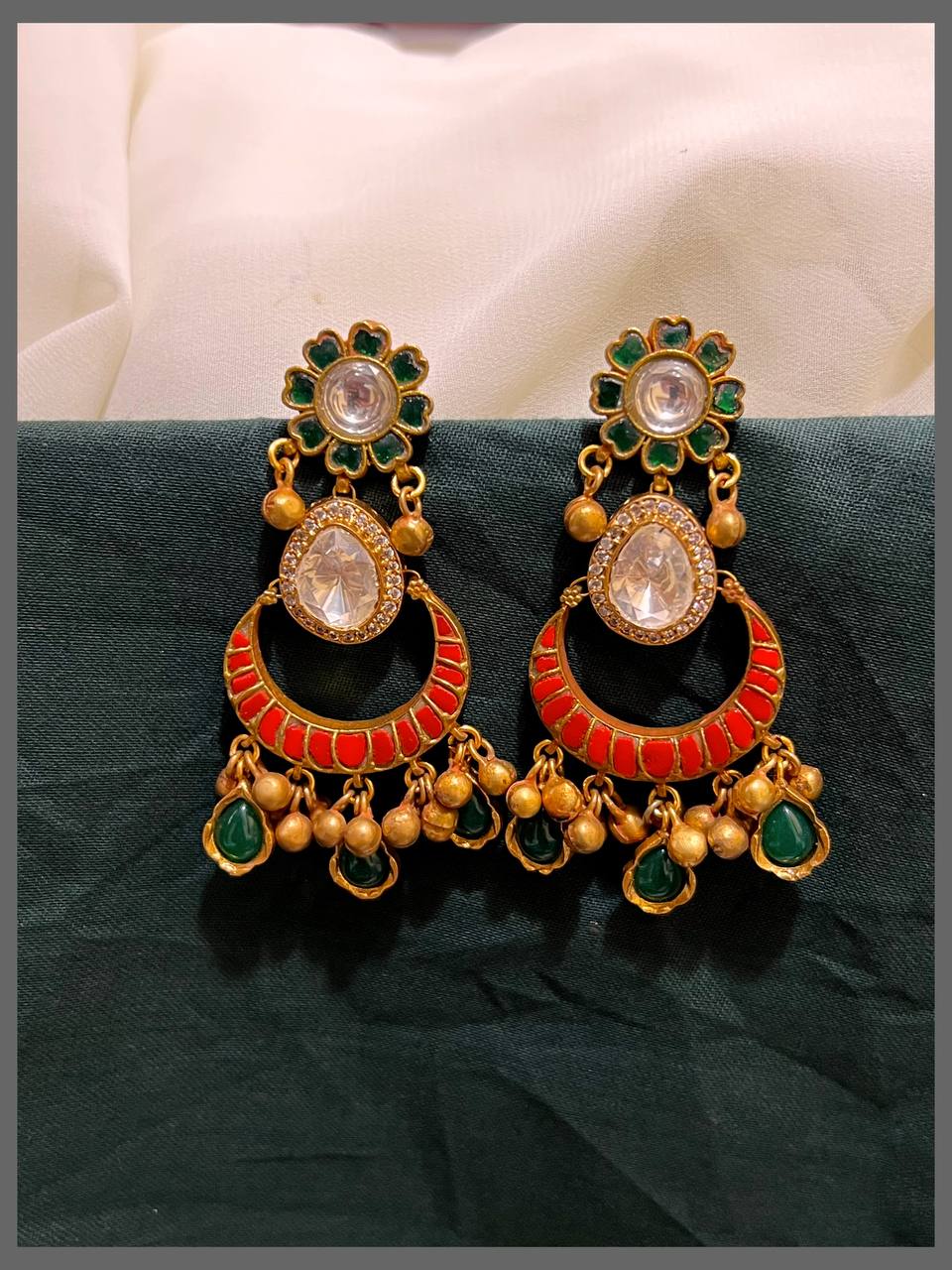 Beautiful Flower with Hanging Earring in Kundan - KE00498