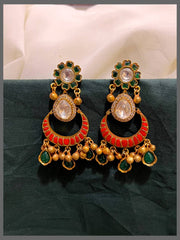 Beautiful Flower with Hanging Earring in Kundan - KE00498