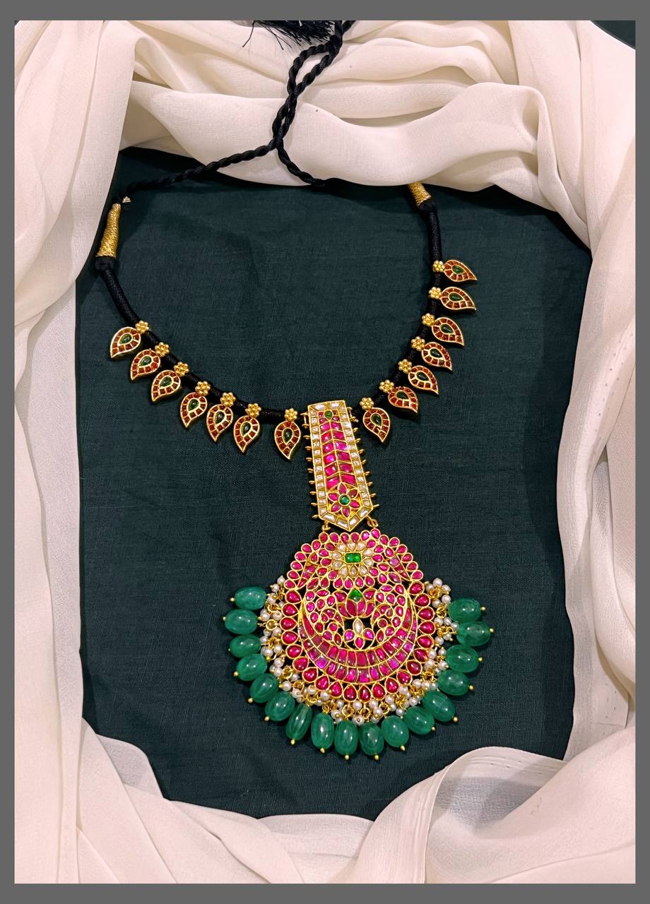 Black Dori With Mang and Kundan Pendent - BD0074