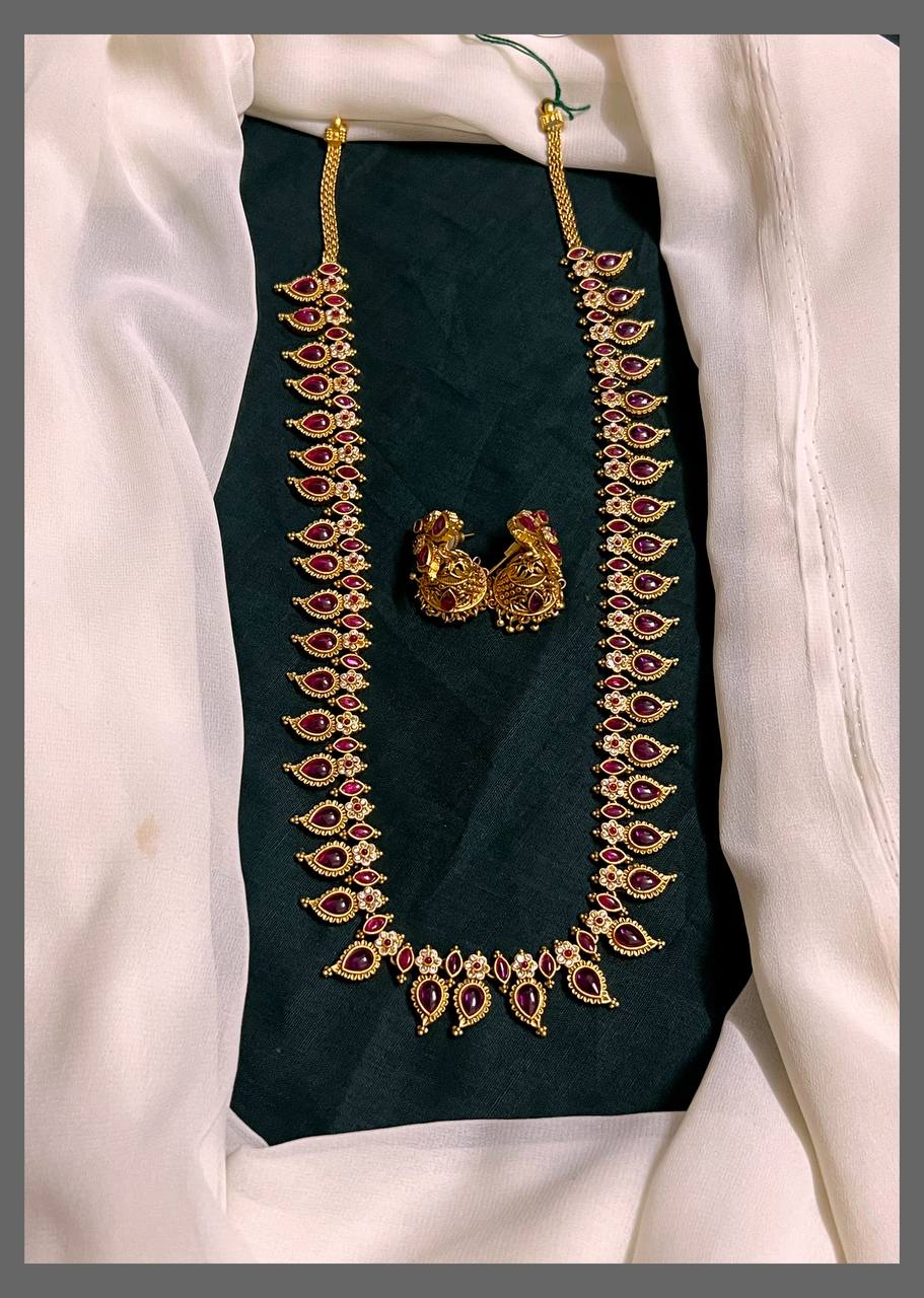 Ruby Dew Drops Nakshi Haram - NH00295