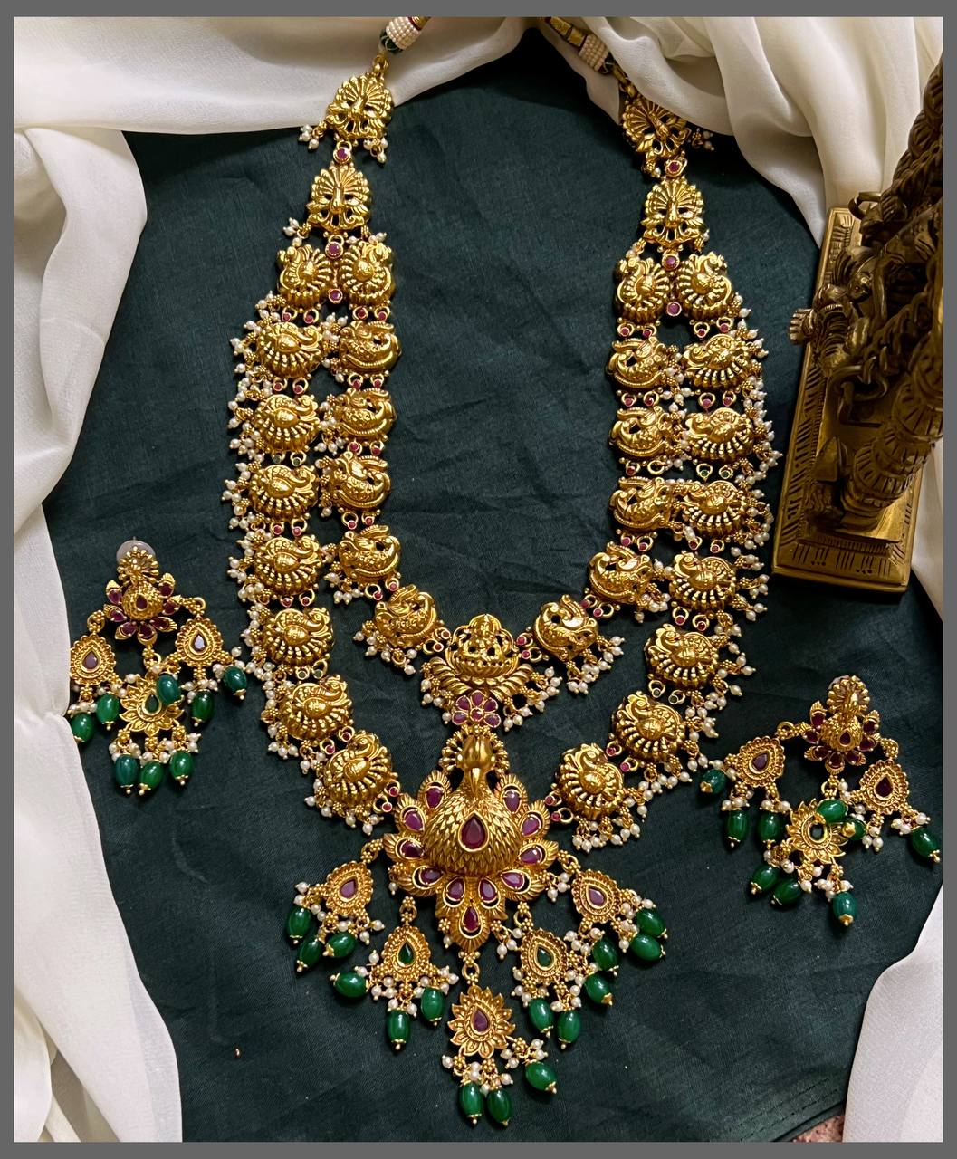 Double Layer Peacock Haram In Nakshi - NH00340