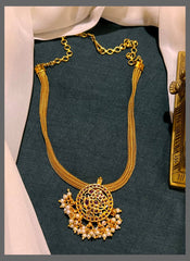 Ruby Peacock Pendant with Nakshi Necklace - NN00696