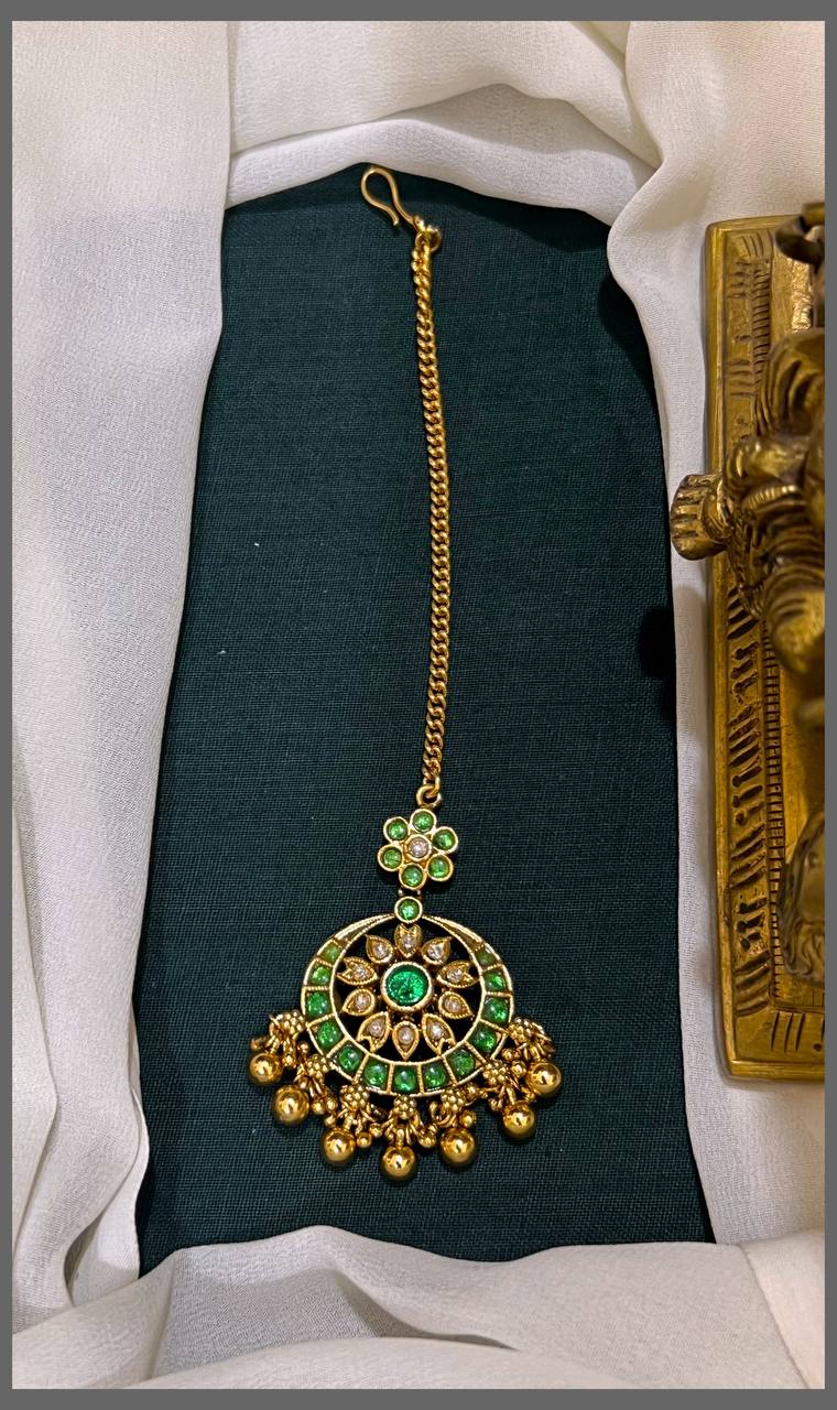 Flower Stone and Chandbali Maang Tikka - HA00175