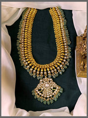 Gandaberunda White Stone Pendant with With Jadau Stone Haram - KH00338