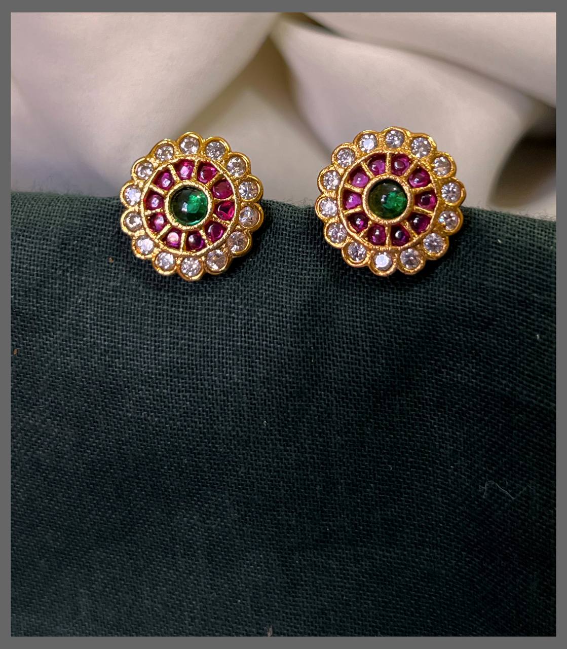 Antique Stone Earring in Nakshi - NE00607