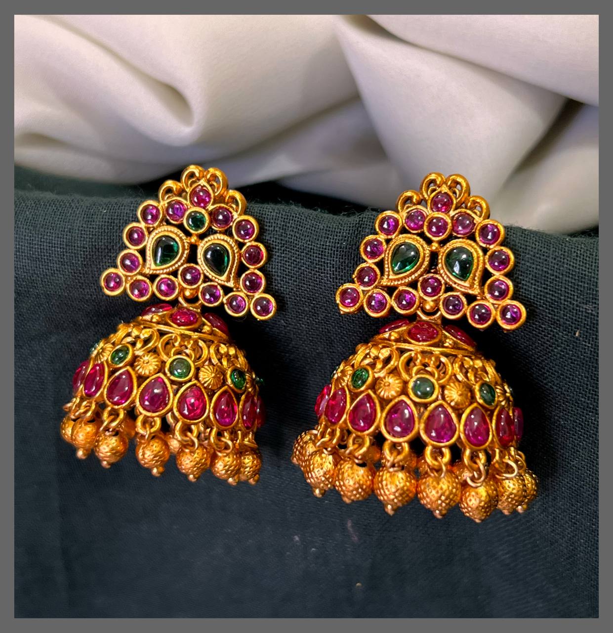 Multi Colour Matt Finish Jhumki Earring in Nakshi - NE00611