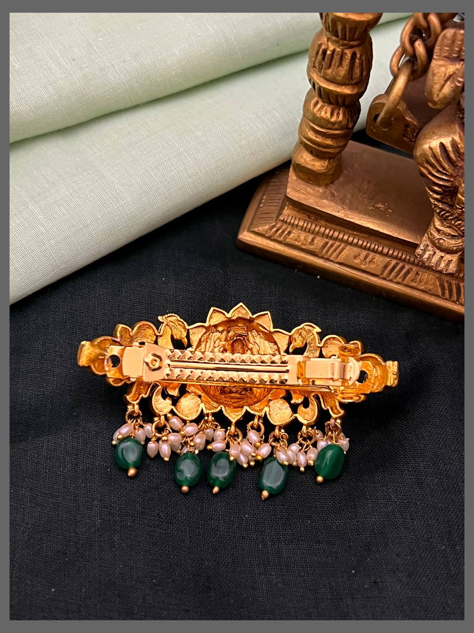 Ruby with Lakshmi Hair clip in Kundan - HA00195