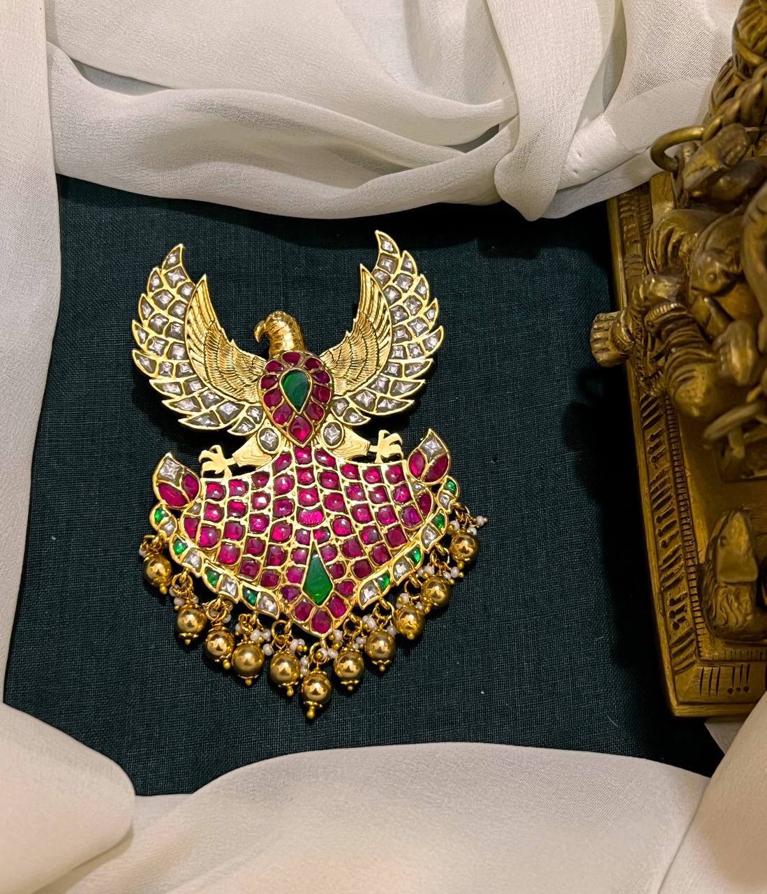 Jadau Gandaberunda Gold Replica Pendant - KP00132
