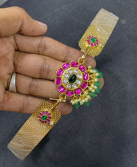 Flower Pattern Pota Stone Waist Belt - WB0034