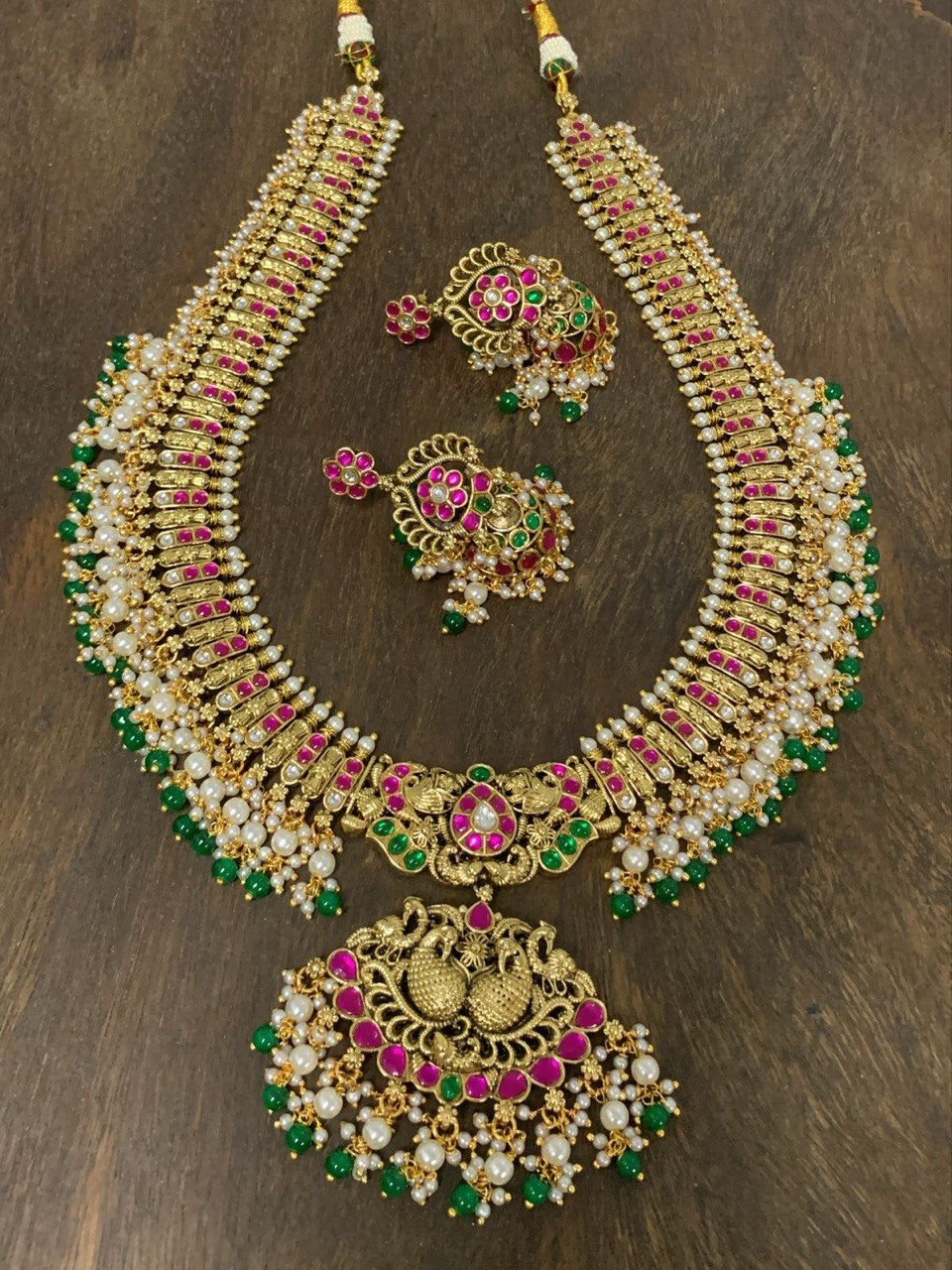 Jadau Long Guttipusalu Haram With Jhumki - KH00432