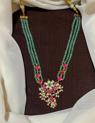 Emerald 3 line Jadau Pendant Set - PB00284