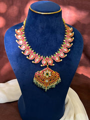 Jadau Mango Double Sided Short Necklace - KN00482