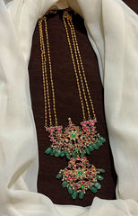 Jadau Rani Pendant With Antique Beads 3 line Haram - KH00218