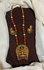 Ganesha Lakshmi Pendant With Coral and Pearl - PB00437