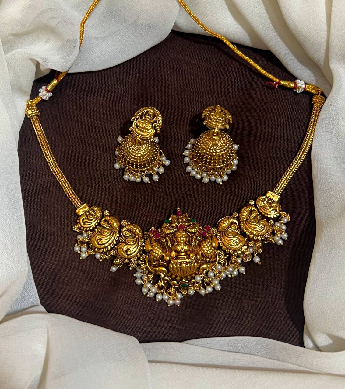 Antique Polish Nakshi Choker With Jhumki - NN00979