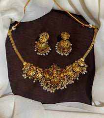 Antique Polish Nakshi Choker With Jhumki - NN00979