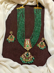 Emerald Layer Set With Kempu Pendant - PB00643