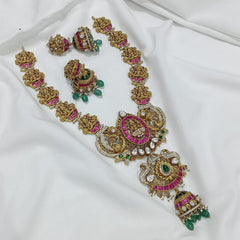 Diamond Multi Color Jadau Haram with Monzonites  - DH0038