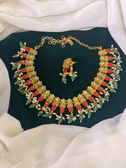 Coral Kundan Necklace - KN0048