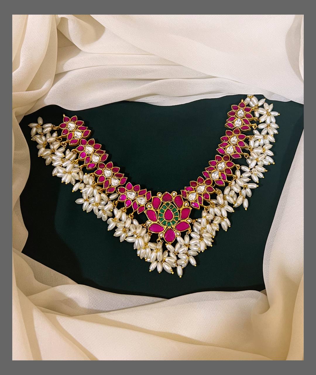 Rice Water Pearls Jadau Neckpeice - KN00261