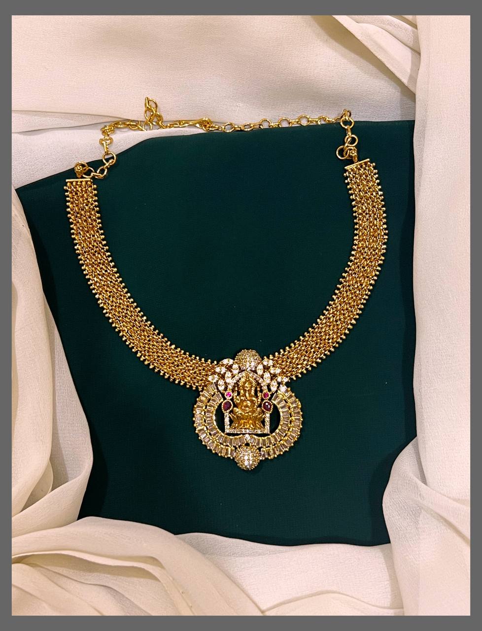 Beautiful Ganesha Necklace In Nakshi - NN00286