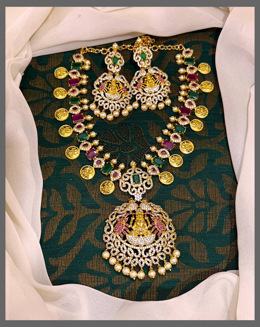Beautiful Lakshmi Necklace With White Pearl In Nakshi - NN00317