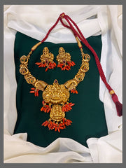 Beautiful Lakshmi Necklace With Coral Beads - NN00391