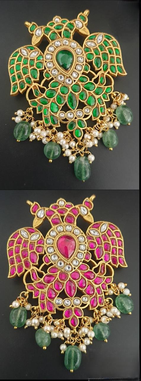 Double Side Gandaberunda Pendent in kundan - KP00146