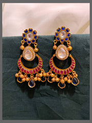 Beautiful Flower with Hanging Earring in Kundan - KE00498
