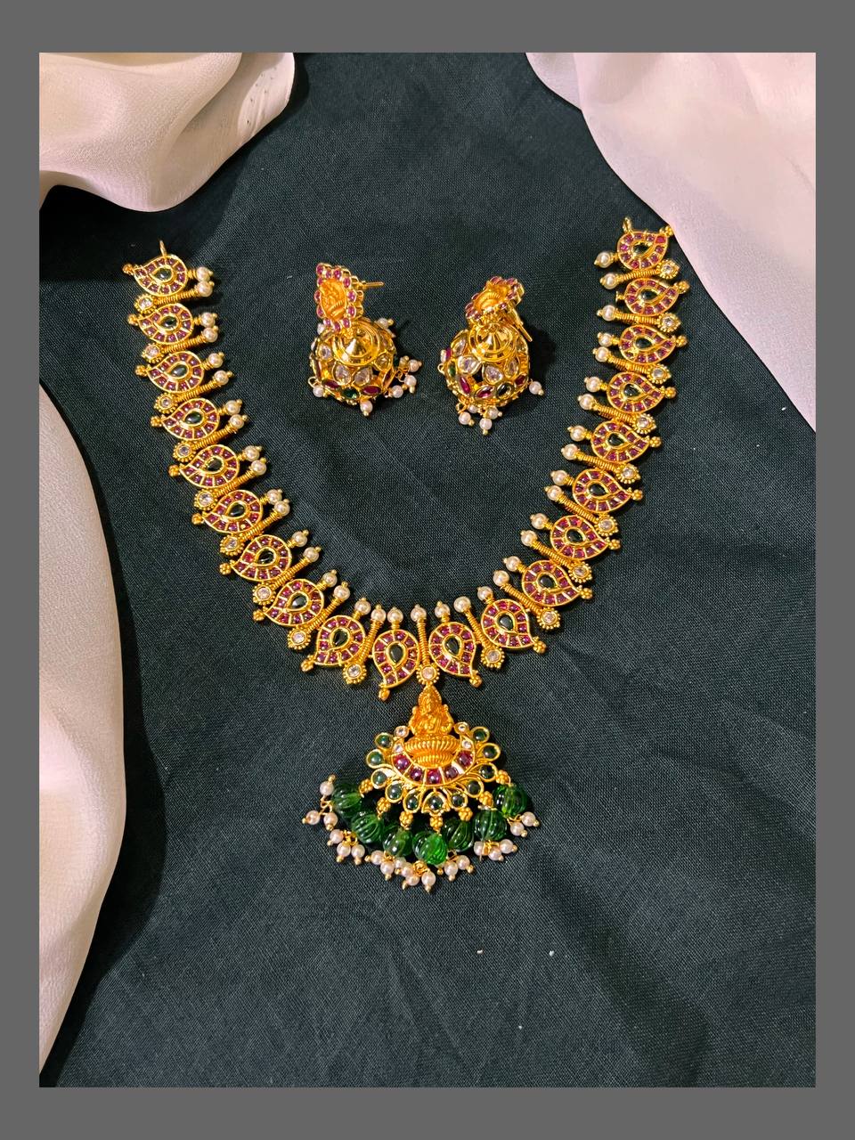 Mango Necklace with Lakshmi Pendant in Nakshi - NN00576