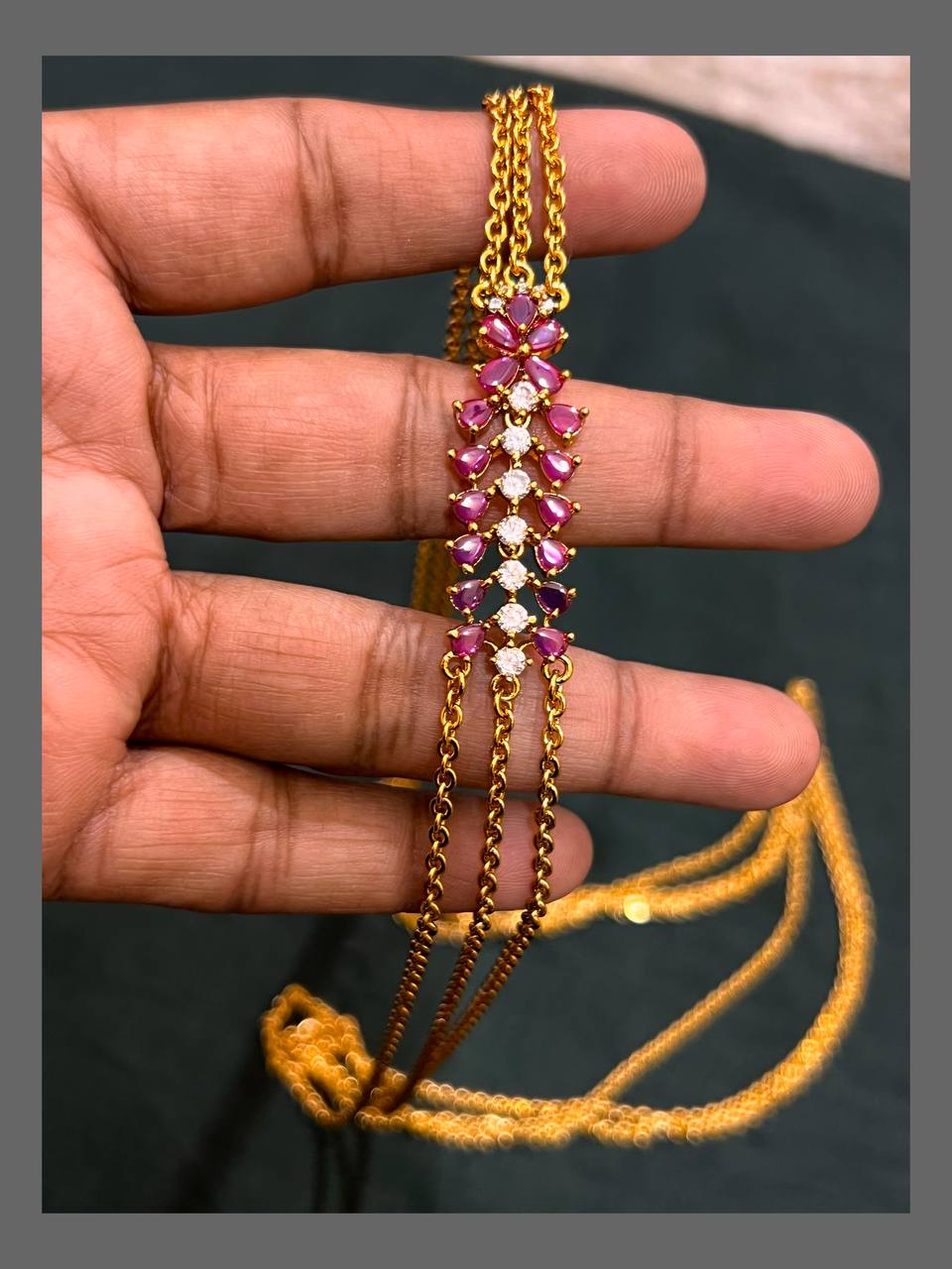 Chandraharam with Leaf Pendant - PB00373