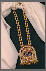 Rich Lord Vishnu Pendant with Moissanite Stone Haram in Kundan - KH00322