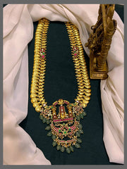 Lord Venkatachalapathy Pendant and side Pendants with Kassu Haram in kundan - KH00327