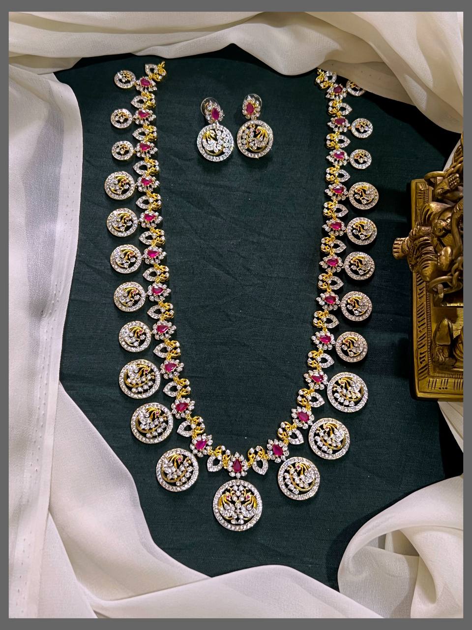 Small Peacock Pendant with White Stone Haram in  Diamond - DH0046