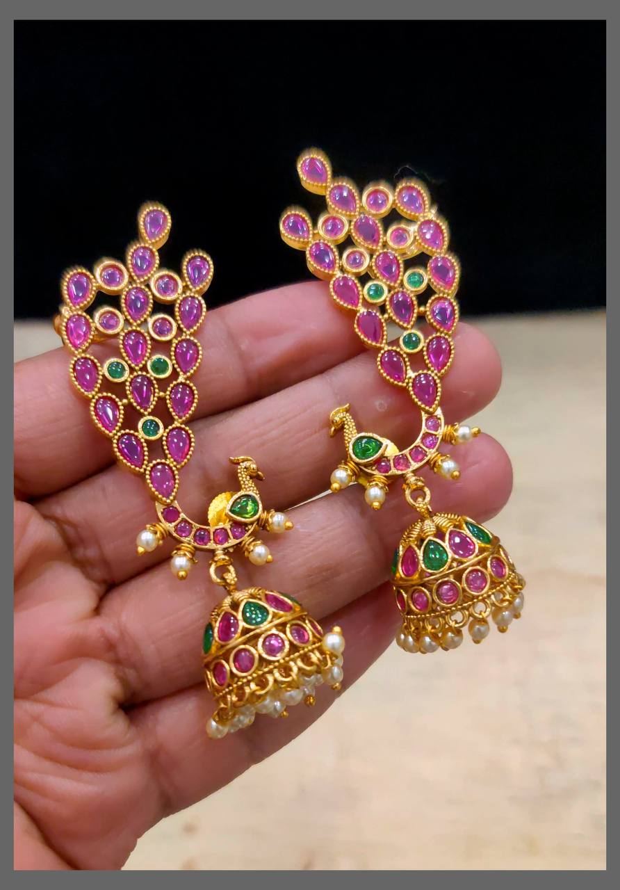 Peacock Jhumki In Nakshi - NE00585