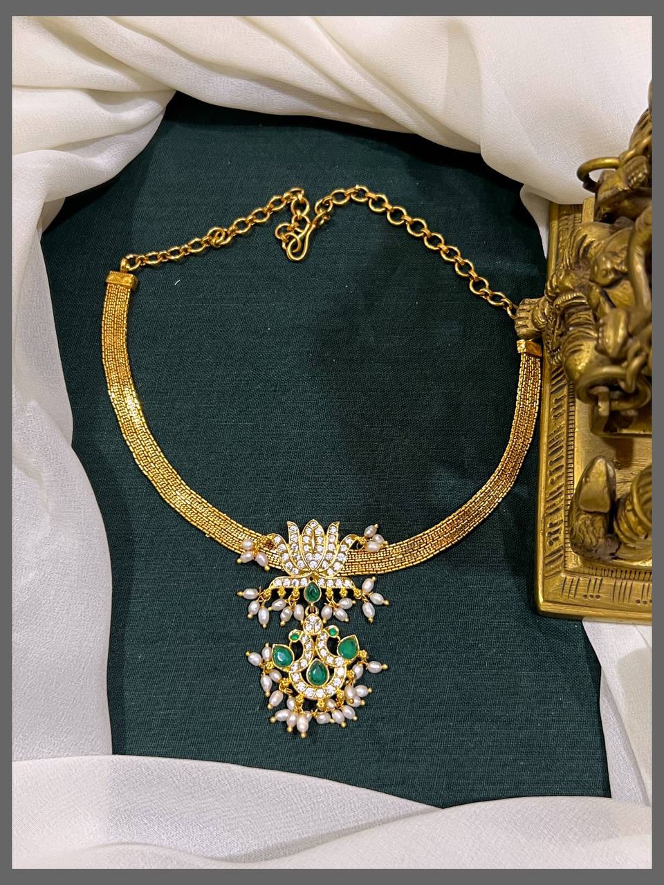 Nanu Chain With Lotus and Peacock Pendant - NN00709