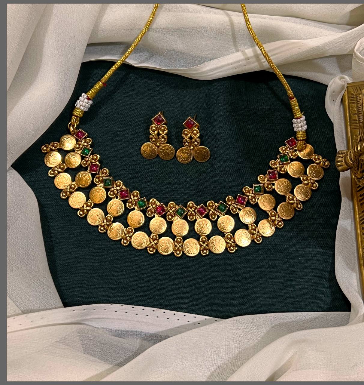 Double Layer Kaasu Necklace in Nakshi - NN00755