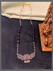 Double colour Pearl Haram with Beautiful Stone Victorian Pendant -  PB00520